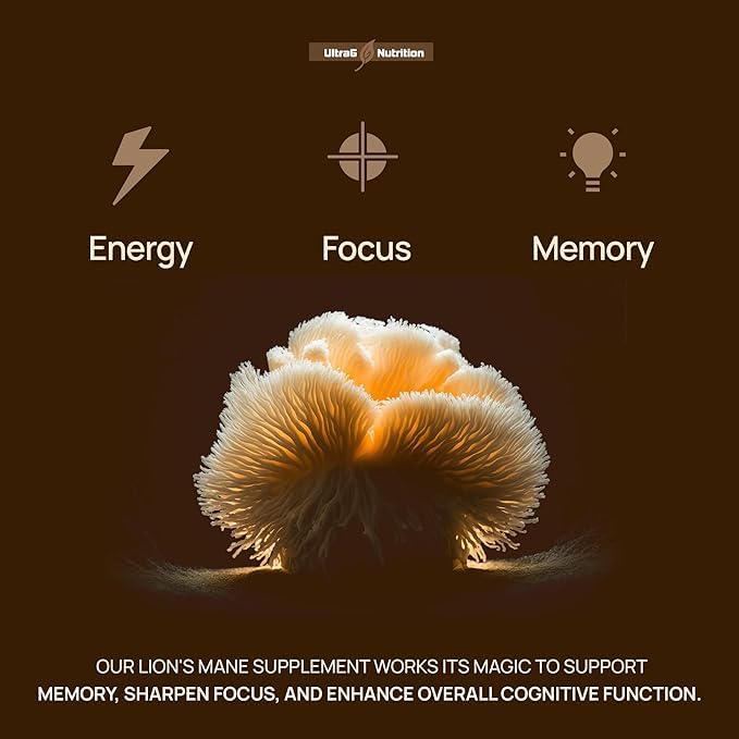 Ultra6 Organic mushrooms USA grown note reinforces quality and GM-free promise.