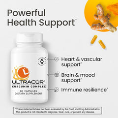 UltraCur Ultracur open bottle displaying convenient vegetarian capsules