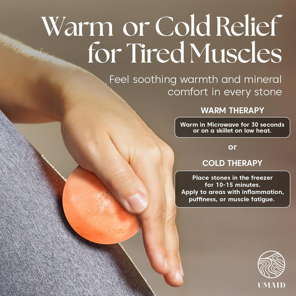 Close-up of UMAID Himalayan salt massage ball showing pink hues