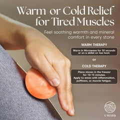 Close-up of UMAID Himalayan salt massage ball showing pink hues