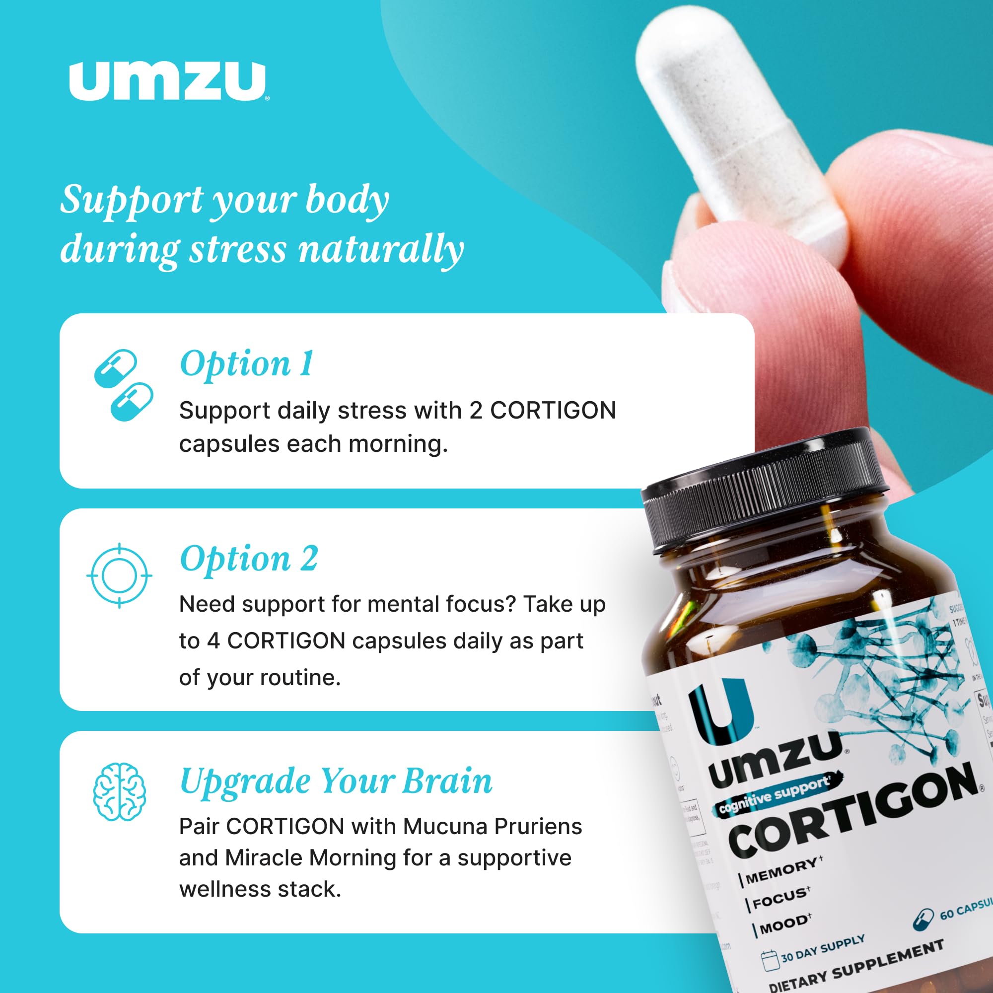 UMZU Cortigon B12 and B6 visuals for energy metabolism and mood