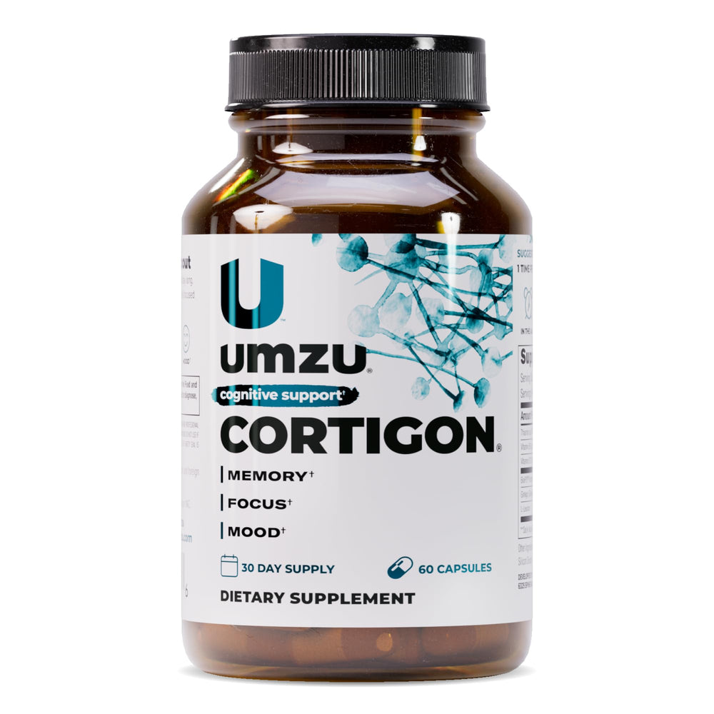 UMZU Cortigon bottle front showing calm focus and stress support potential