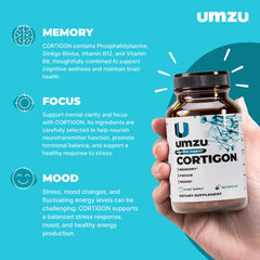 UMZU Cortigon bottle label detailing key ingredients and use