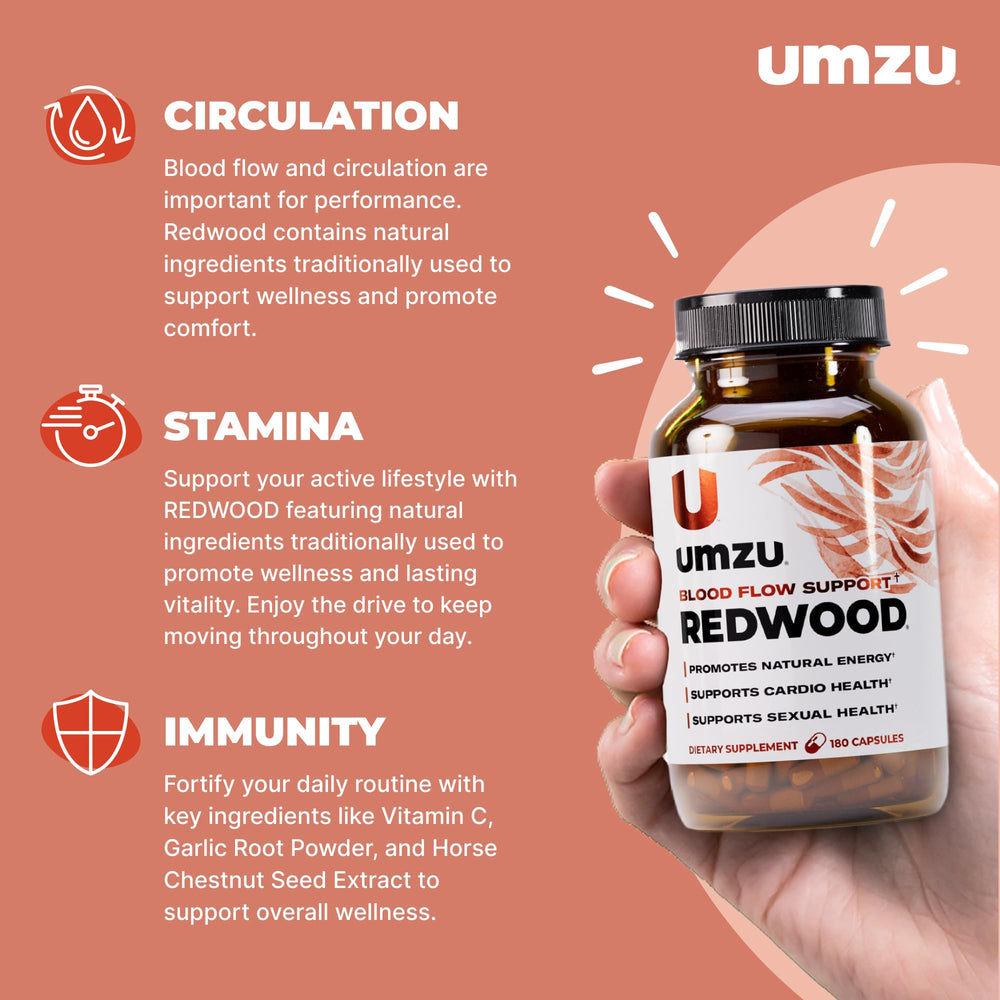 UMZU Redwood bottle cap close-up shows secure packaging for on-the-go use.