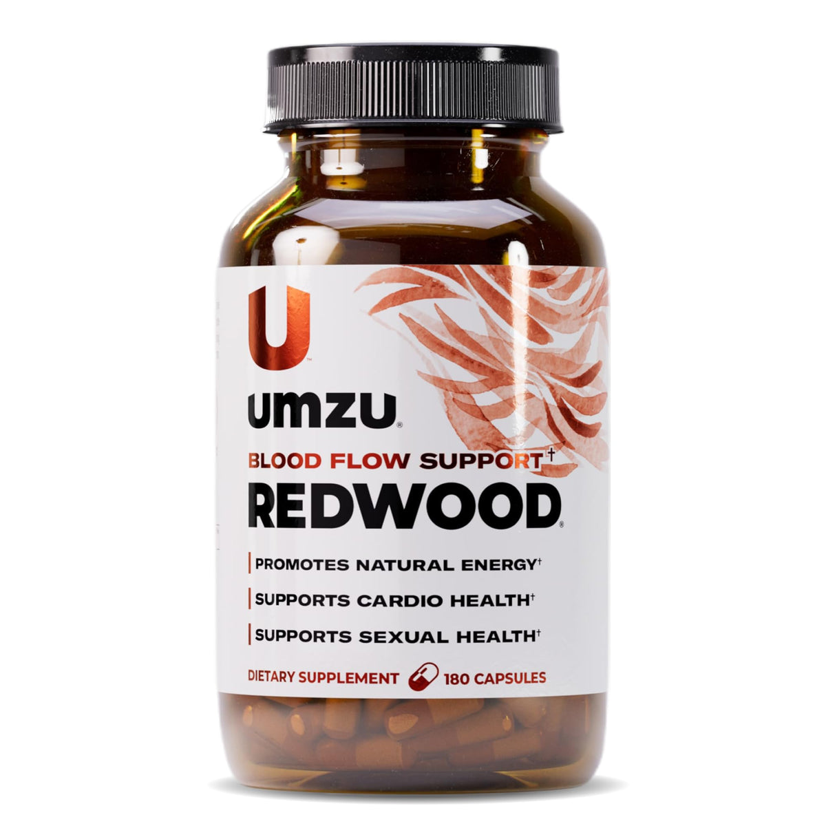 UMZU Redwood bottle front displays the product for daily circulation support.