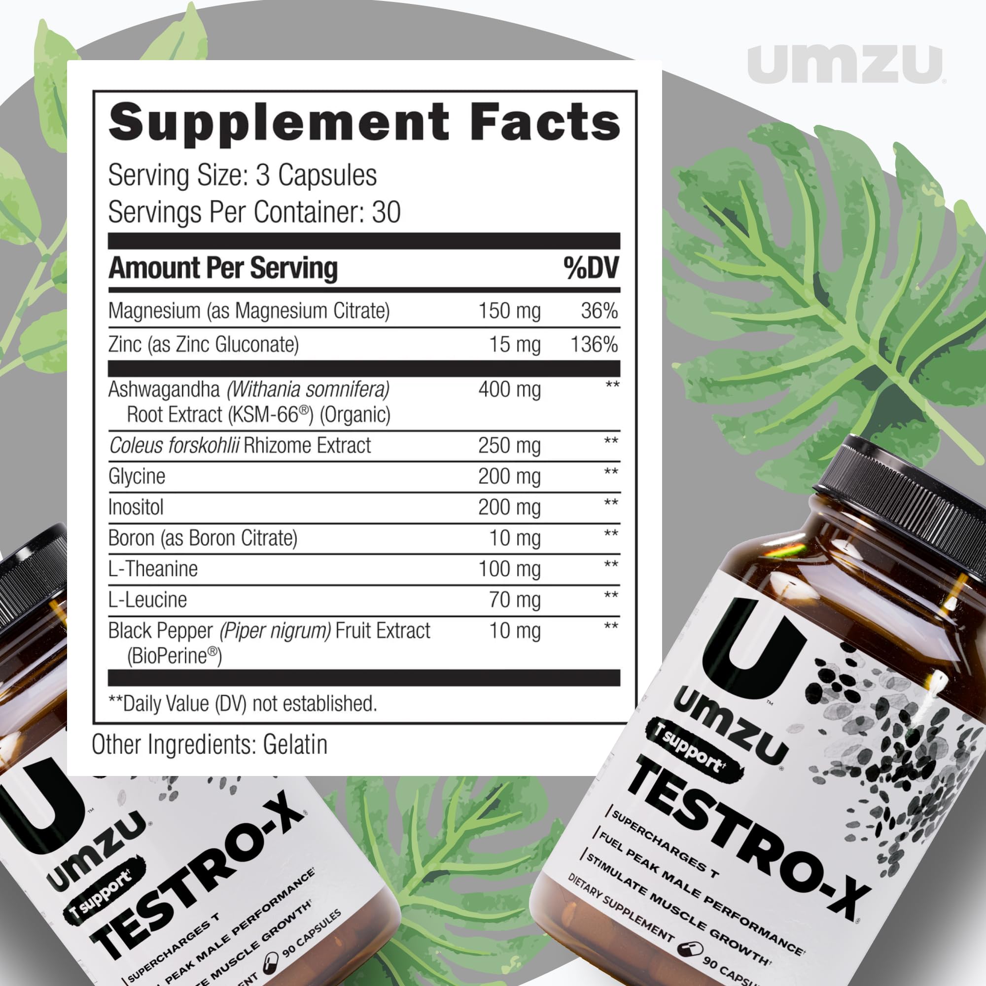 UMZU Testro-X ashwagandha herbs illustration