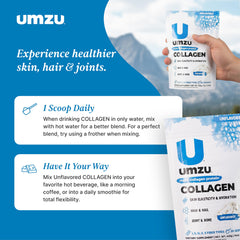 UMZU zuCollagen with 5 types of collagen peptides for joint and skin care.