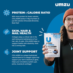 UMZU zuCollagen scoop shows 20g per serving for lean recovery.