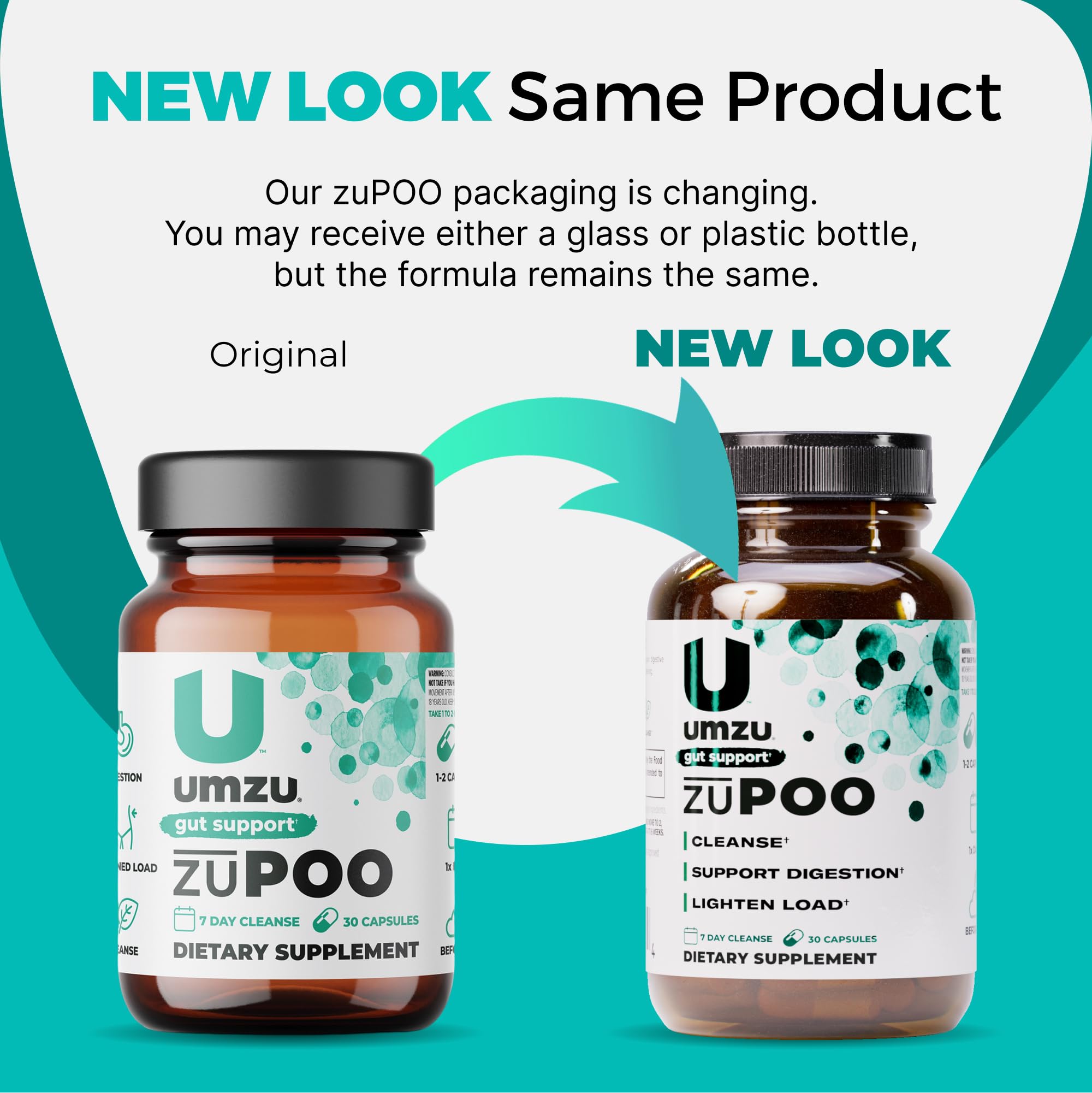 UMZU zuPOO label graphics emphasizing clarity and clean ingredients.