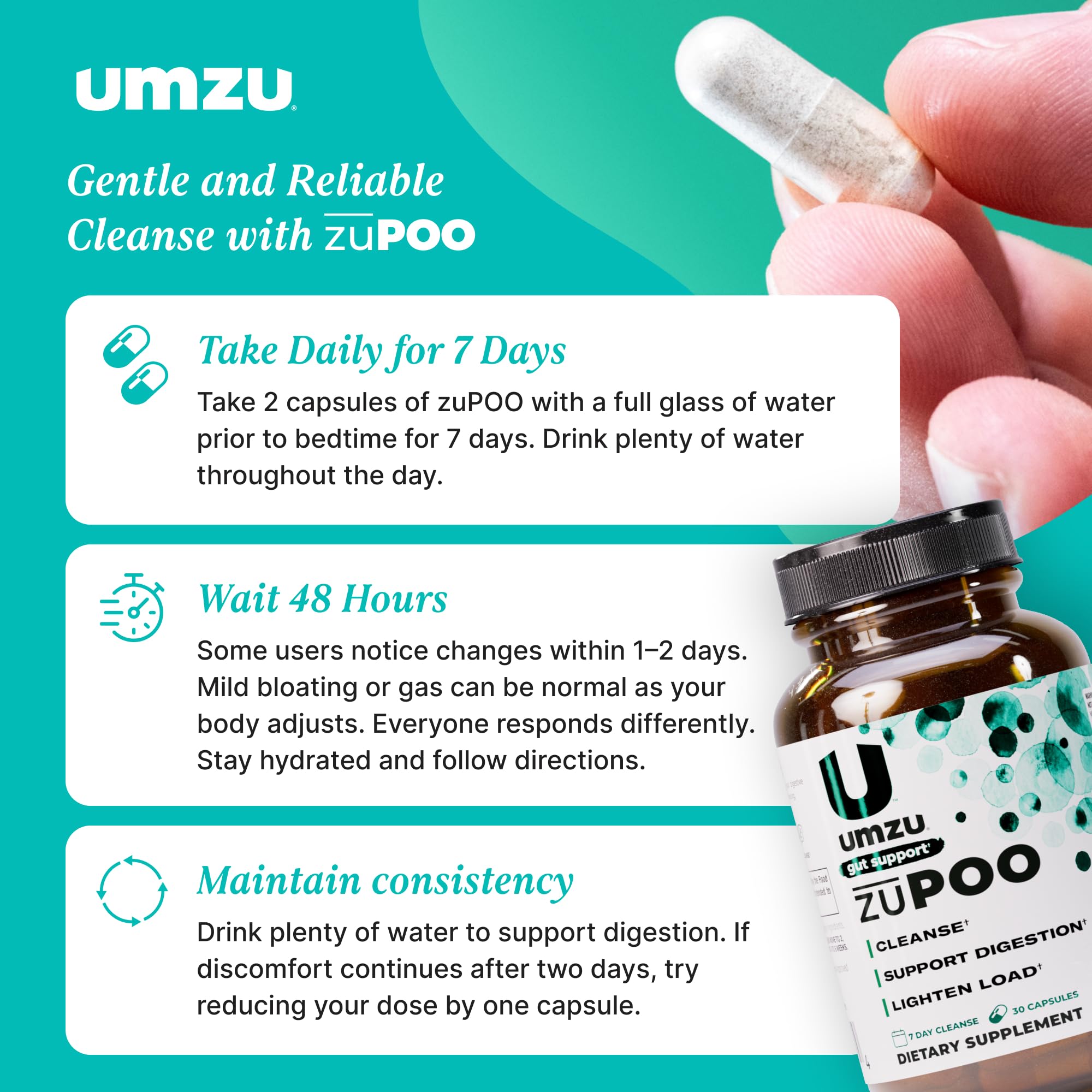 UMZU zuPOO nightly routine concept with water for overnight action.