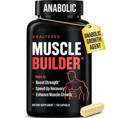 UNALTERED Anabolic Muscle Builder bottle shown for natural strength support.