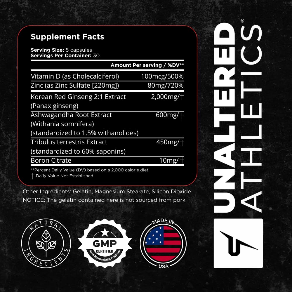 UNALTERED supplement stack with protein and pre-workout visuals.