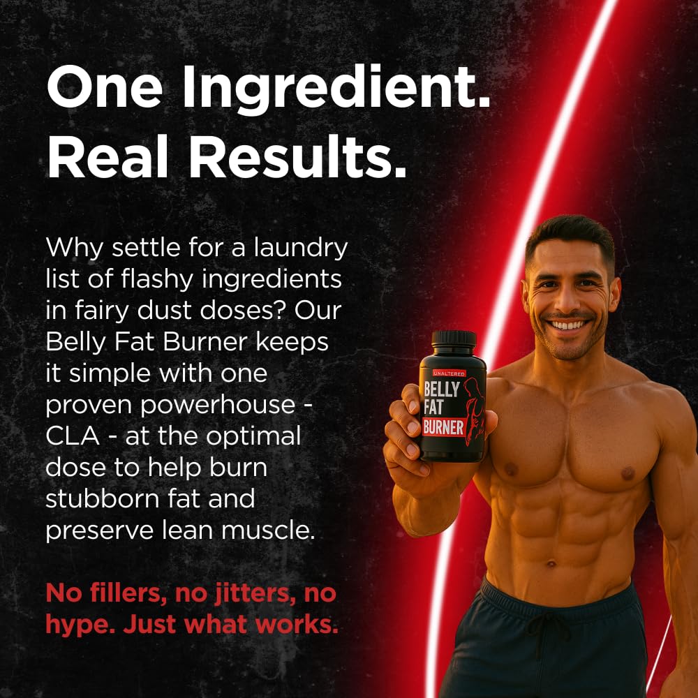 UNALTERED Belly Fat Burner back view highlights compact packaging for travel.