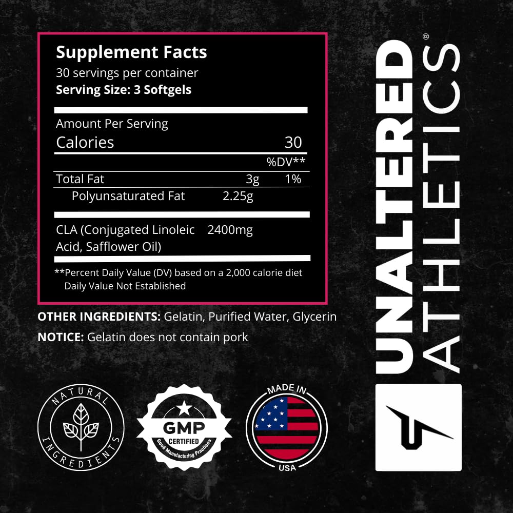 UNALTERED CLA-rich formula focus image illustrating natural body composition support.