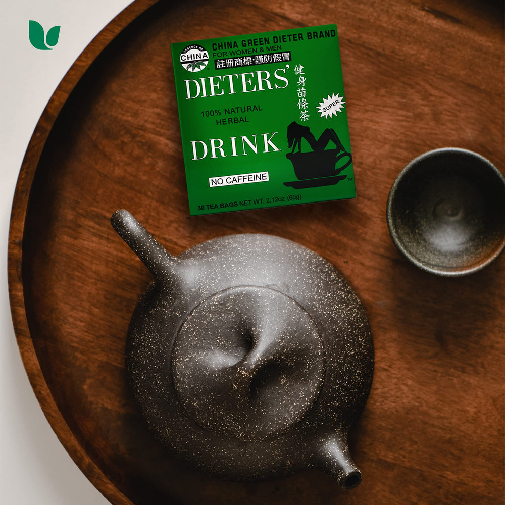 Brewing Uncle Lee's Tea China Green Dieters Tea in a kettle.