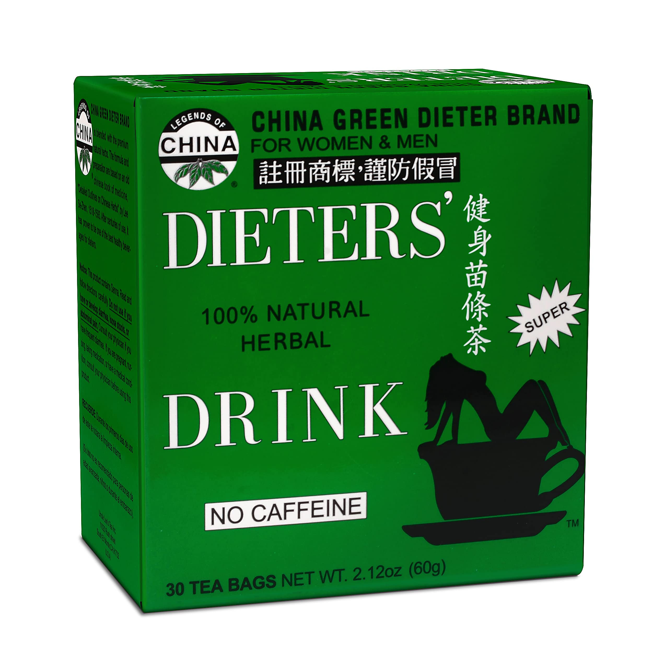 Uncle Lee's Tea packaging shows caffeine-free herbal blend for everyday use.