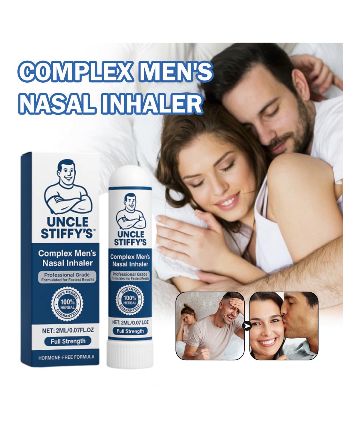 Uncle Stiffy nasal inhaler opens with one hand for rapid refresh.