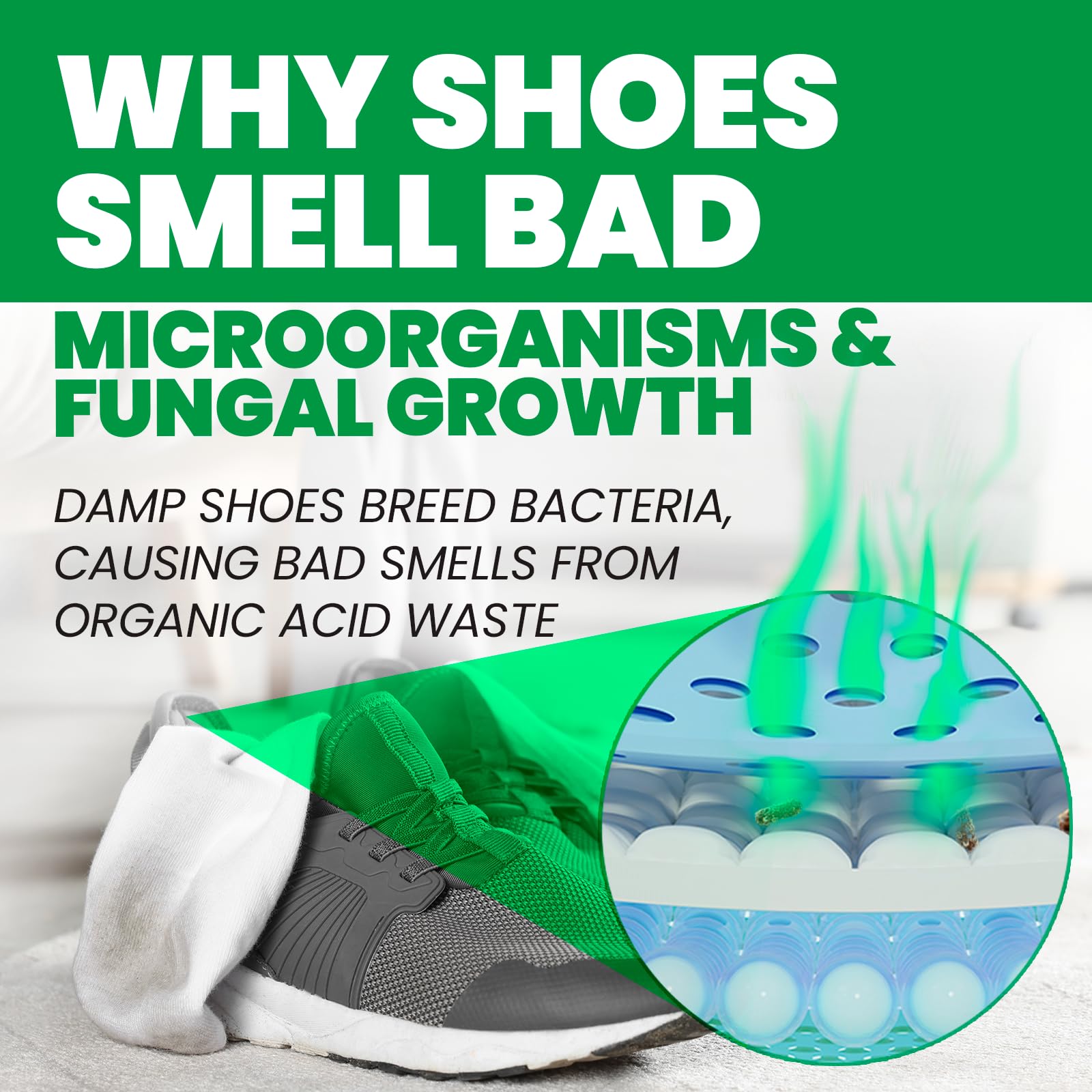 Uncle Todd's Odor Stomp creates shoe freshness for various footwear types
