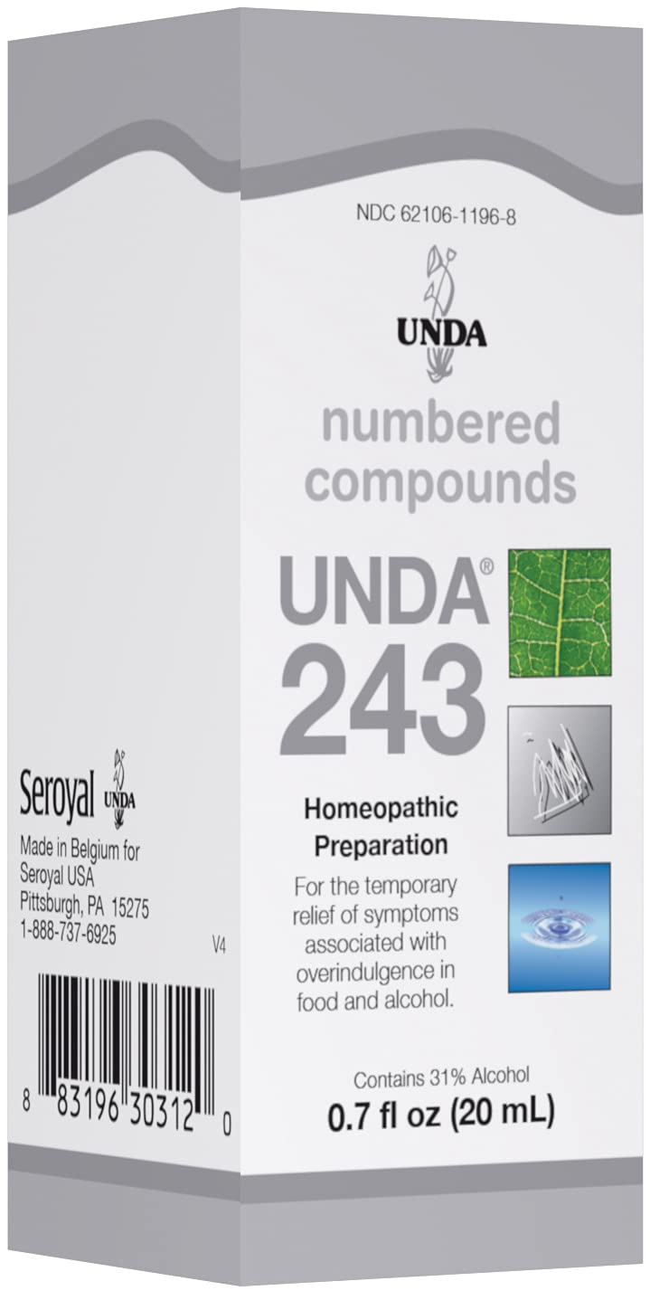 UNDA 243 Numbered Compounds bottle front, plant and metal synergy for toxin drainage support.