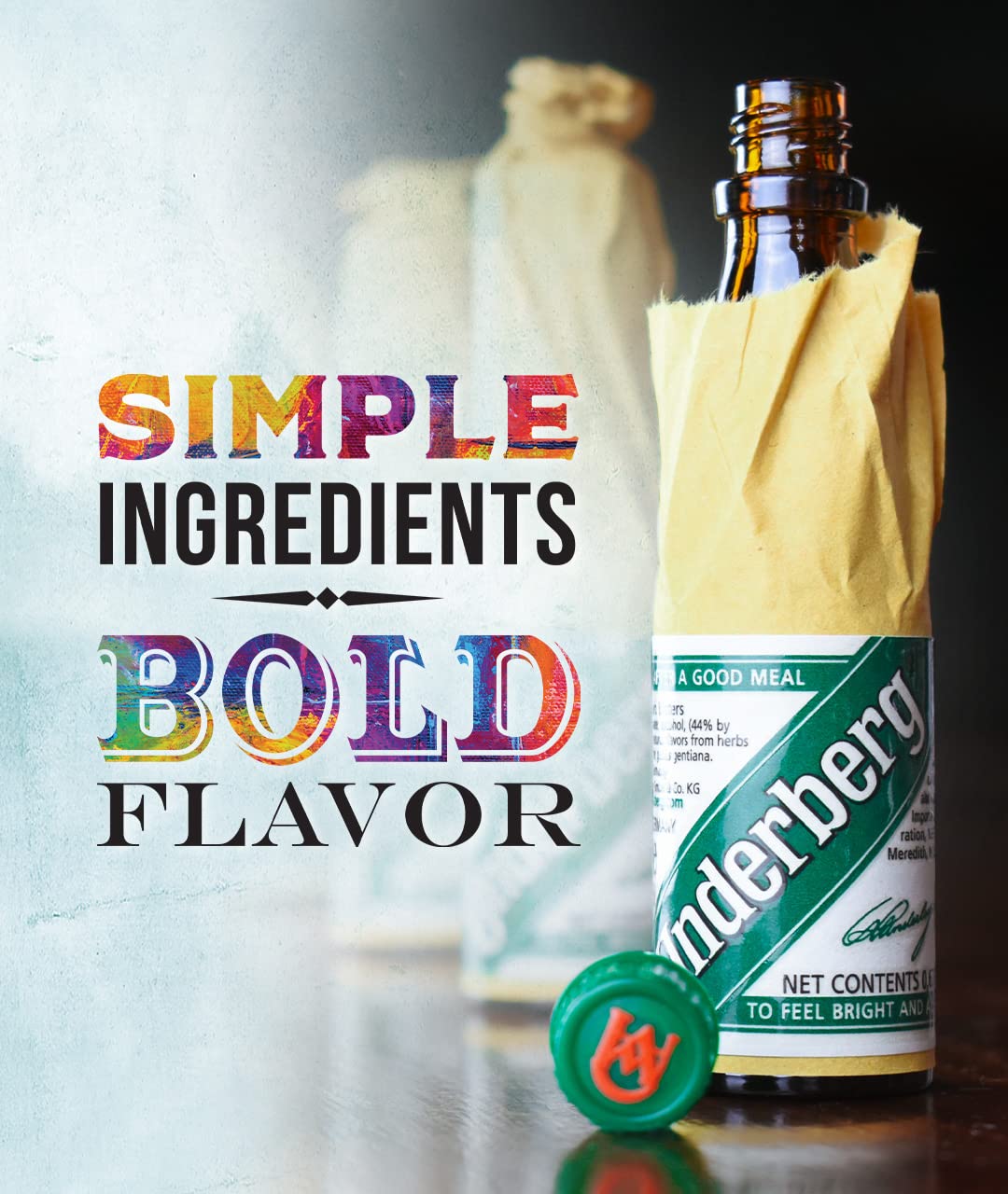 Close-up of Underberg aroma hinting herbal complexity.