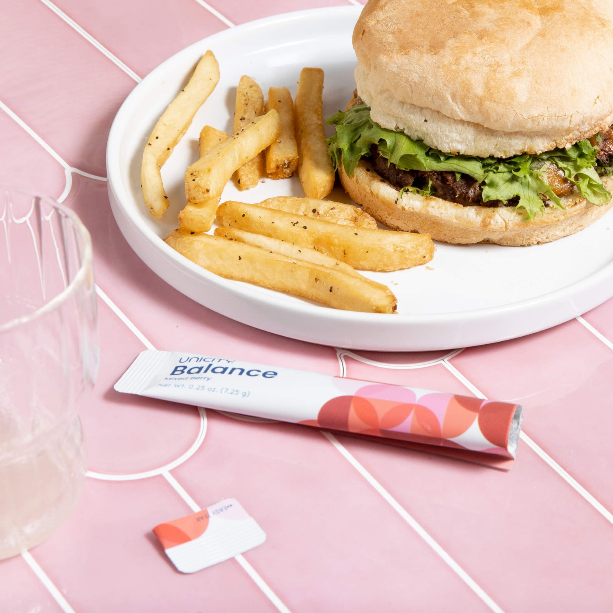Unicity Balance Mixed Berry stick-pack on-the-go for busy days.