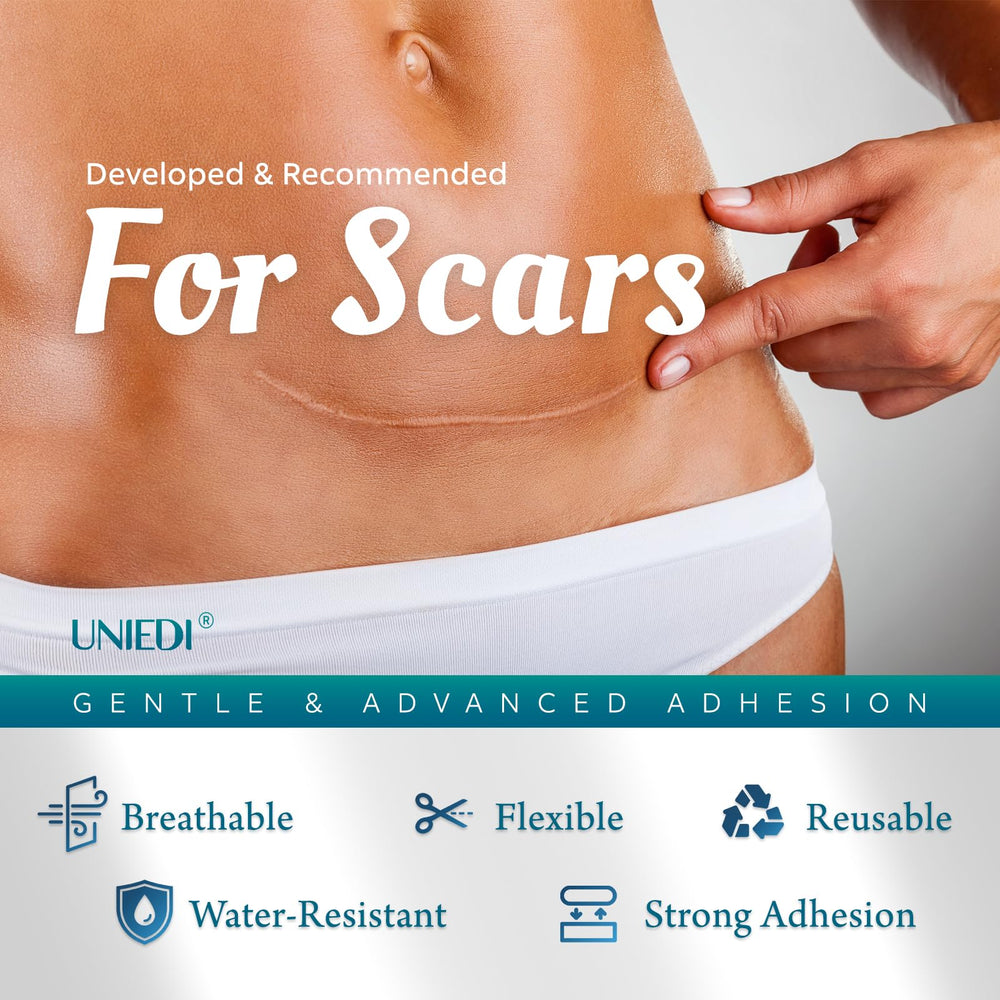 UNIEDI silicone scar tape skin-tone blends with complexion