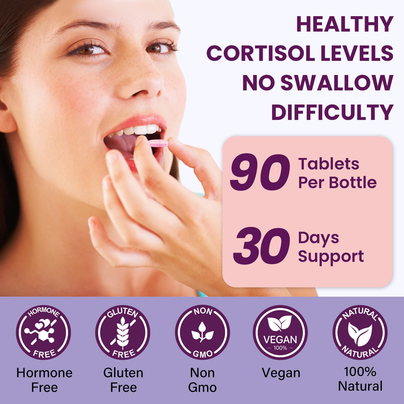 Uniisyunm Cortisol Supplements nutrition-label emphasizes clean ingredients.