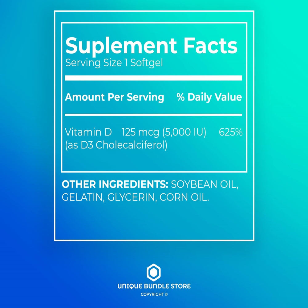 Unique Bundle Store D3 softgels are small and easy to swallow for daily use.