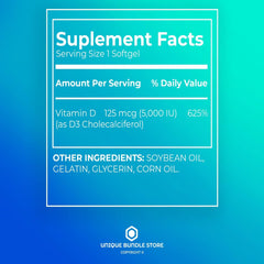 Unique Bundle Store D3 softgels are small and easy to swallow for daily use.