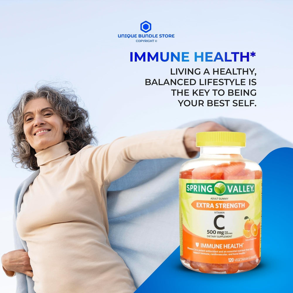 Unique Bundle Store Vitamin C Gummies 500mg closeup chewable for easy daily intake