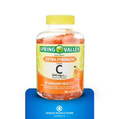 Unique Bundle Store Vitamin C Gummies natural orange flavor label highlights clean ingredients