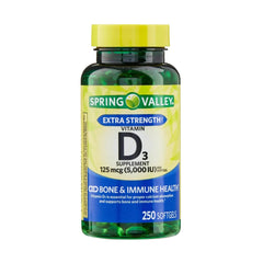 Unique Bundle Store Vitamin D3 5000 IU softgels bottle for daily bone support.