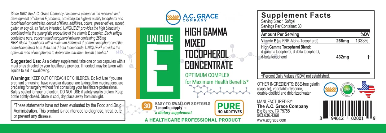 Unique E A.C. Grace three-month supply supports long-term daily supplementation