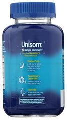 Close-up of Unisom Simple Slumbers gummies with midnight raspberry flavor