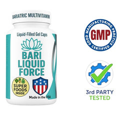 Person taking Bari Liquid Force with water for a convenient daily routine