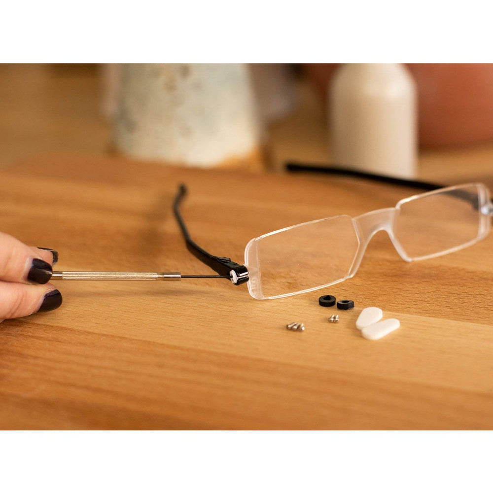 Universal Tool flathead screwdriver for quick, precise eyeglass hinge and screw adjustments