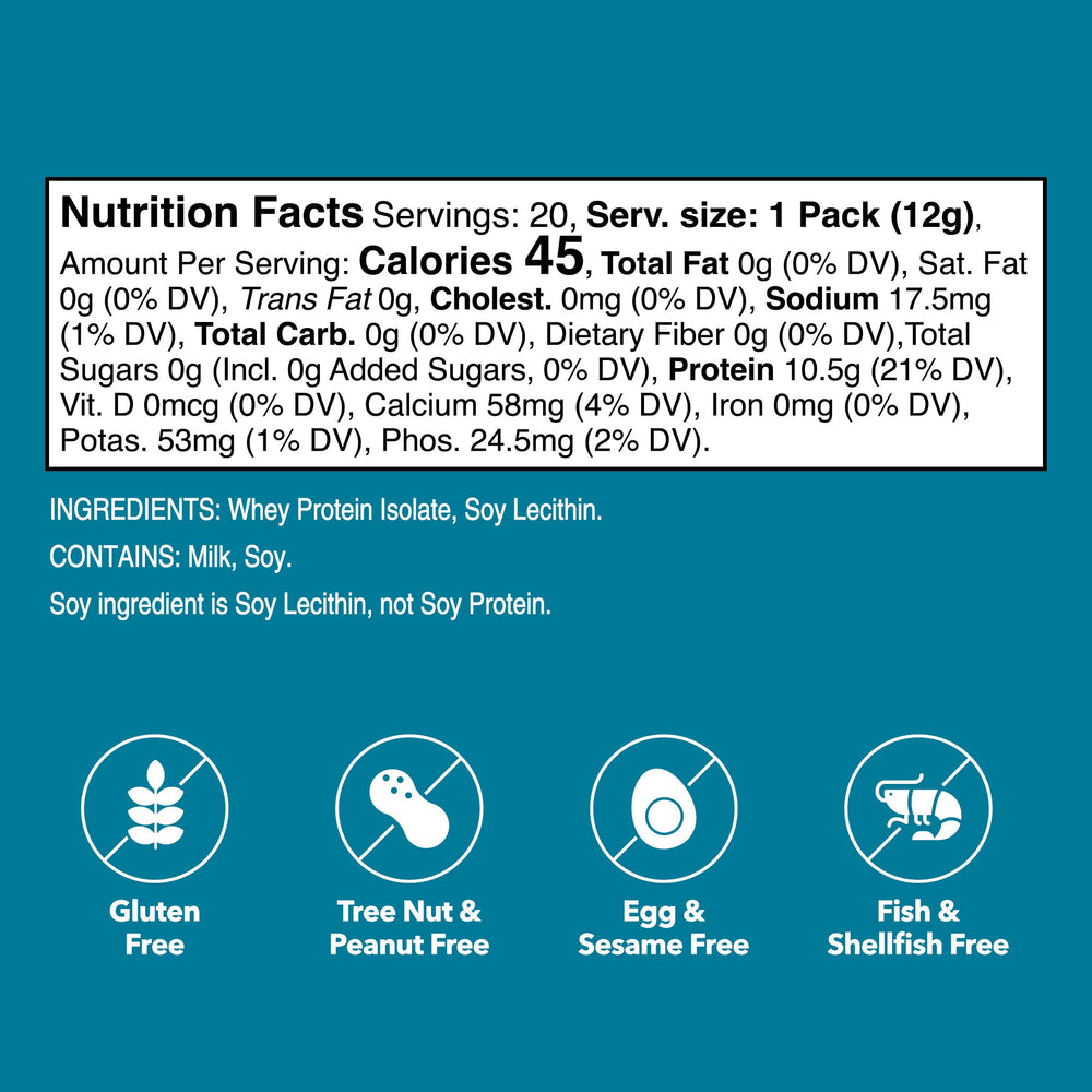 Unjury whey protein stick unflavored mixed into milk for a smooth shake.