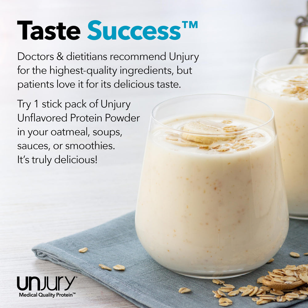 Unjury whey protein stick travel pack for portable protein.