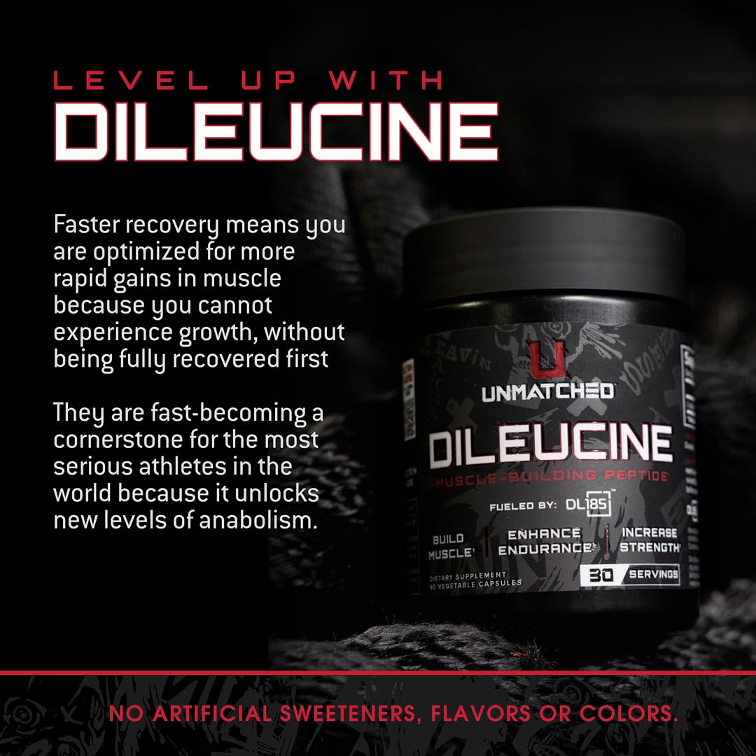 Unmatched Dileucine label details; NSF-certified and third-party tested.