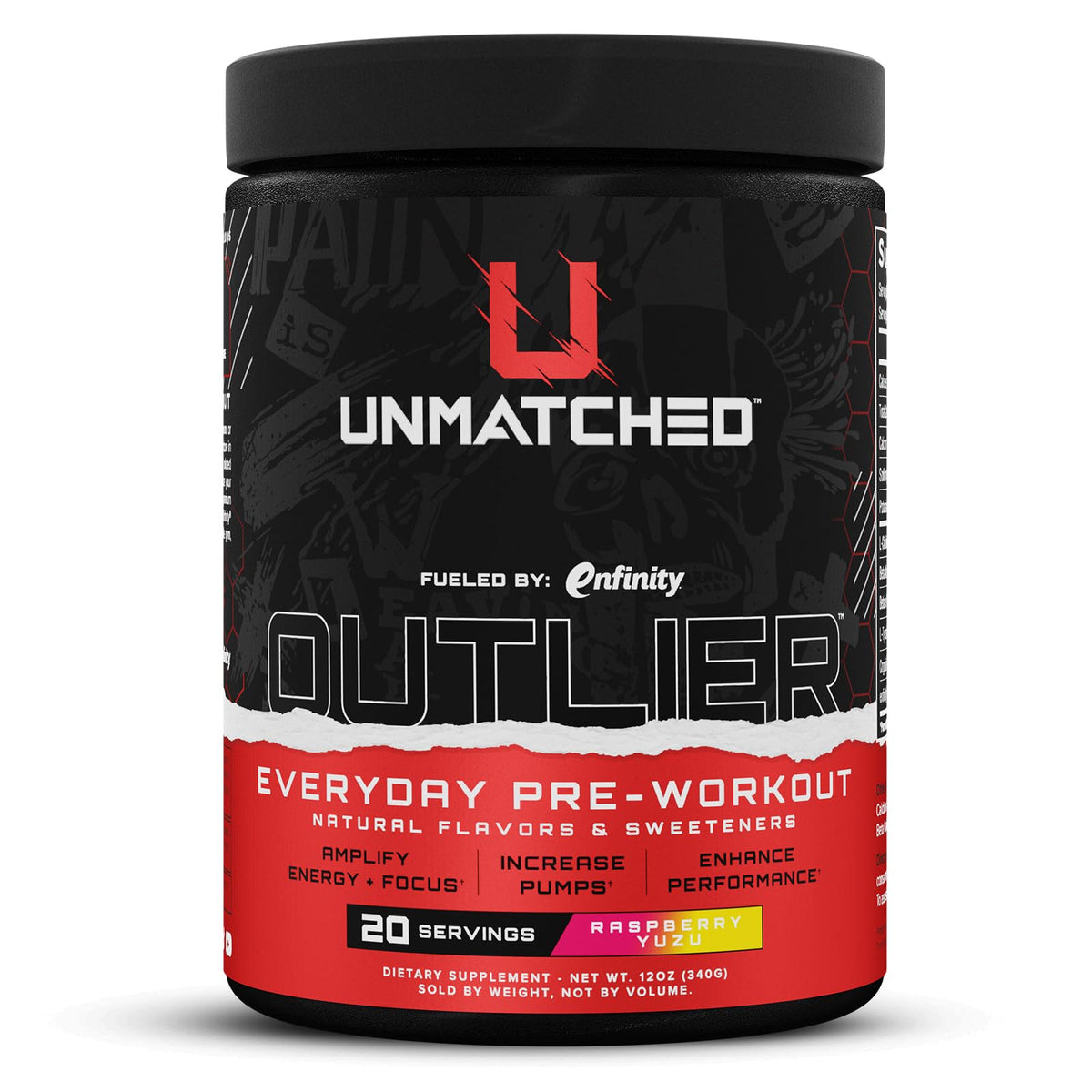 Unmatched Outlier powder jar closeup highlighting balanced energy and focus.