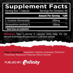Unmatched Paraxanthine capsules shown for steady focus without jitters.