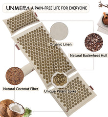 Close view of UNMERA mat surface shows 7368 points and coconut fiber filling.