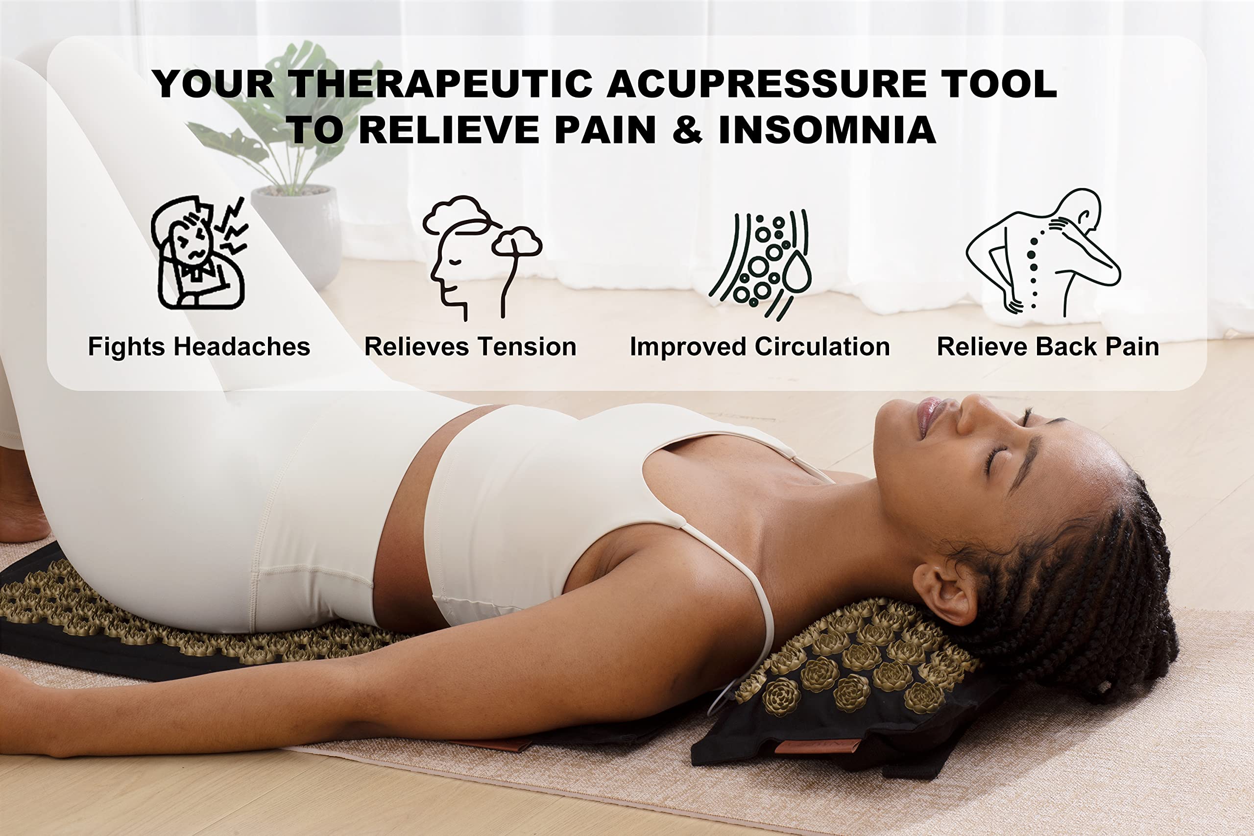 UNMERA acupressure pillow buckwheat filling close-up for neck support