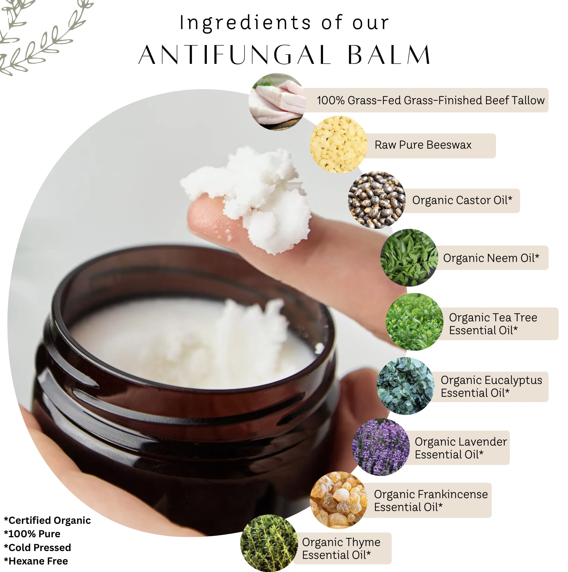 Untamed Organics Tea Tree Oil Balm closeup emphasizes a clean fragrance-free formula