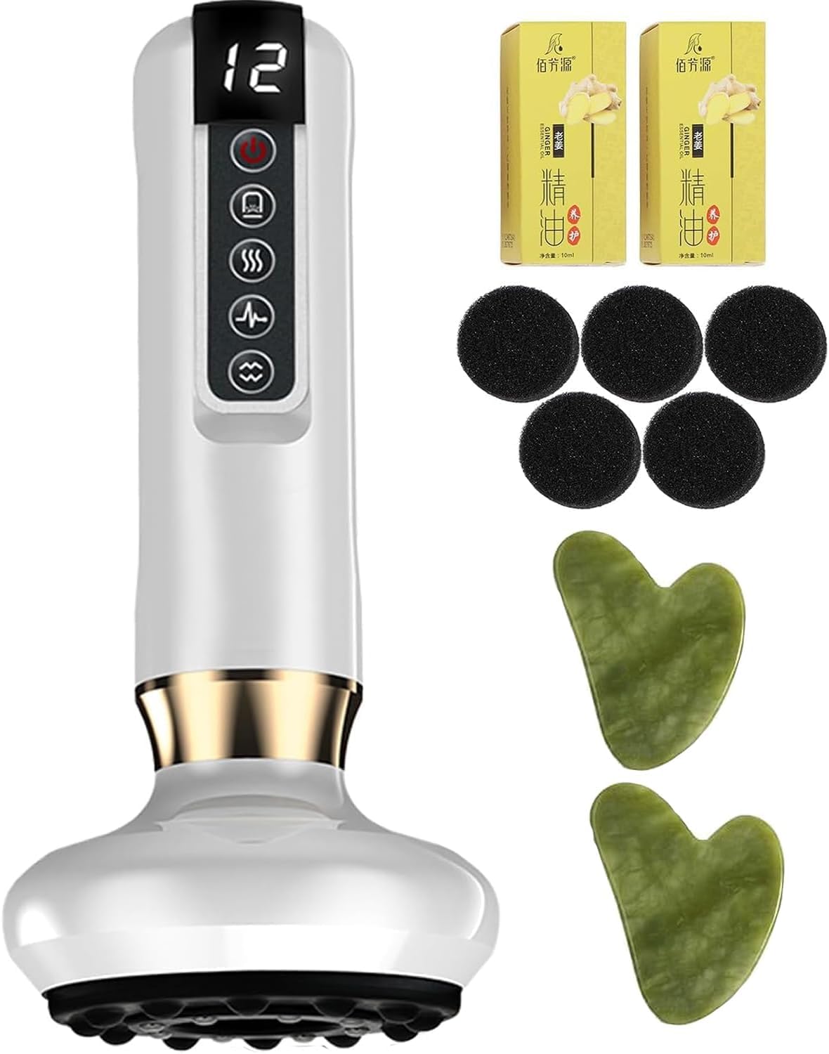 Uojojop intelligent handheld massage tool front view for easy at-home spa sessions.