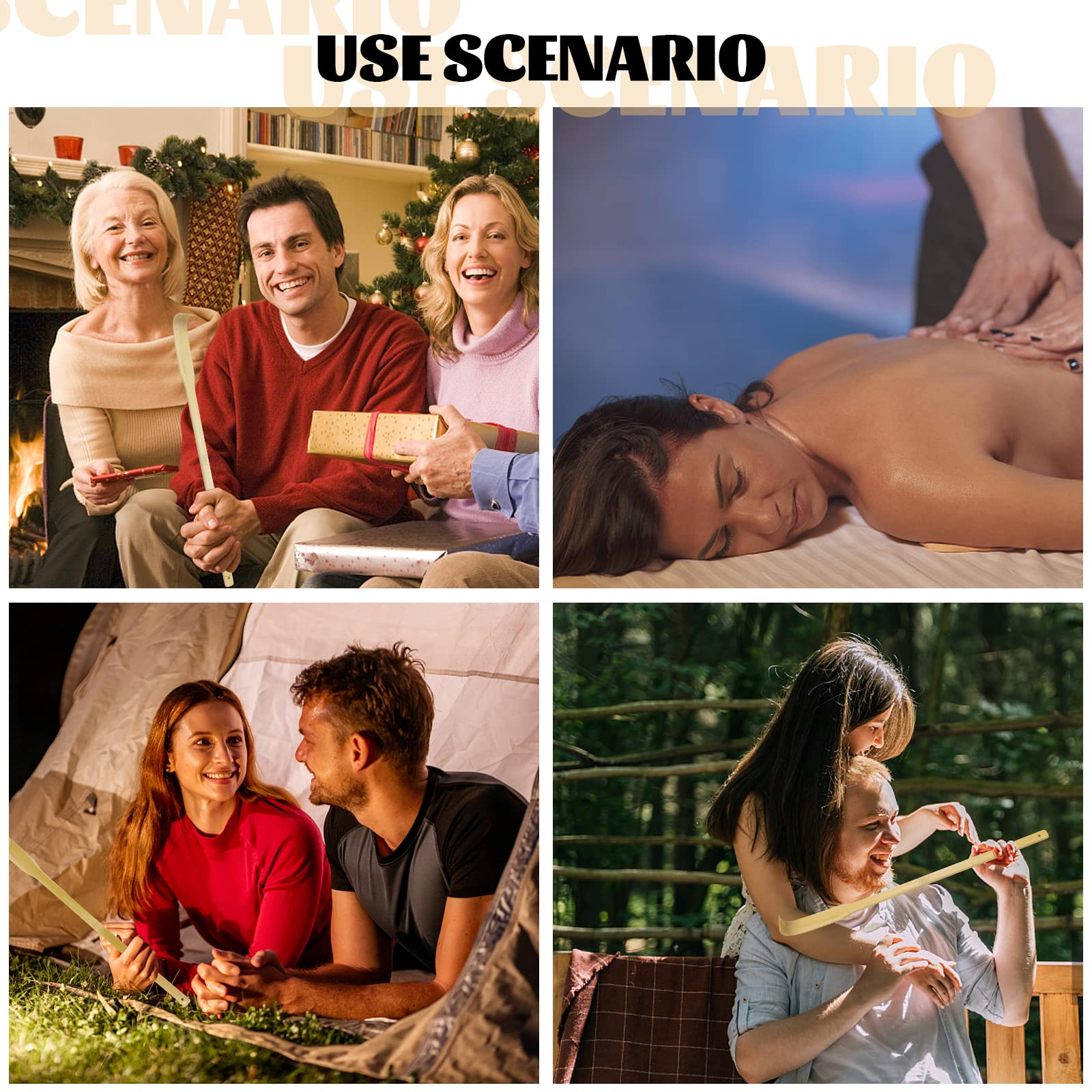 UPlama back scratcher in use provides versatile self-massage on back
