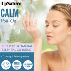 UpNature Calm roll-on application to wrists for instant relaxation on demand