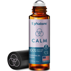 UpNature Calm roll-on bottle closeup for soothing aromatherapy on the go