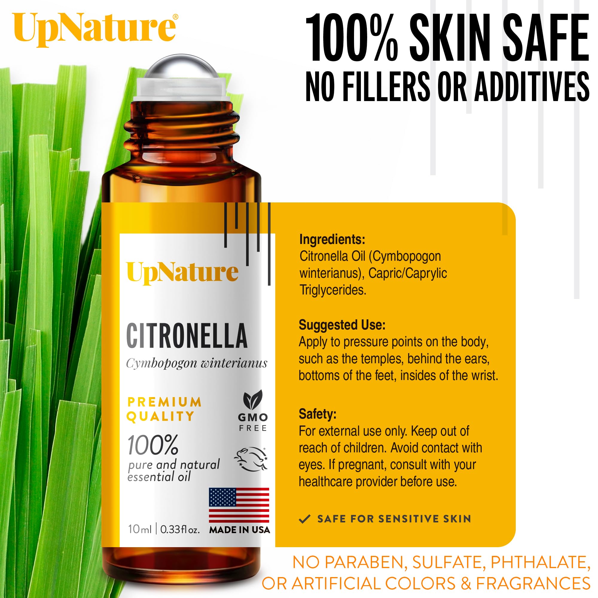 UpNature Citronela aroma cítrico para aromaterapia.