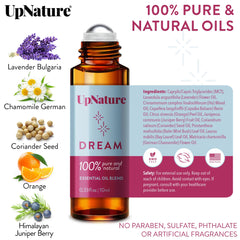 UpNature Dream Sleep roll-on applied to a wrist for easy nightly use.